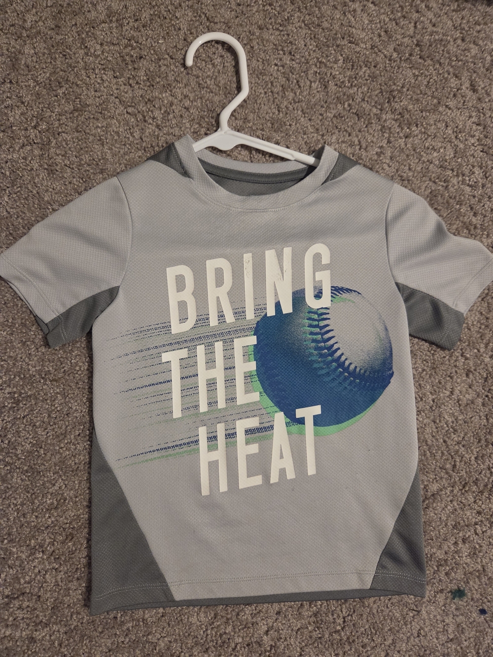 OshKosh B'gosh Light Gray Tee with Blue & Green Baseball Graphic
